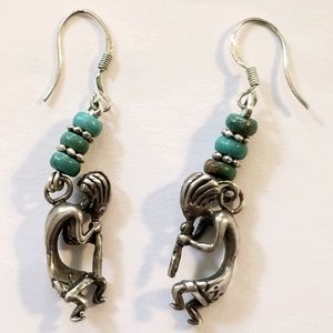 Kokopelli Sterling Silver and Turquoise Earrings